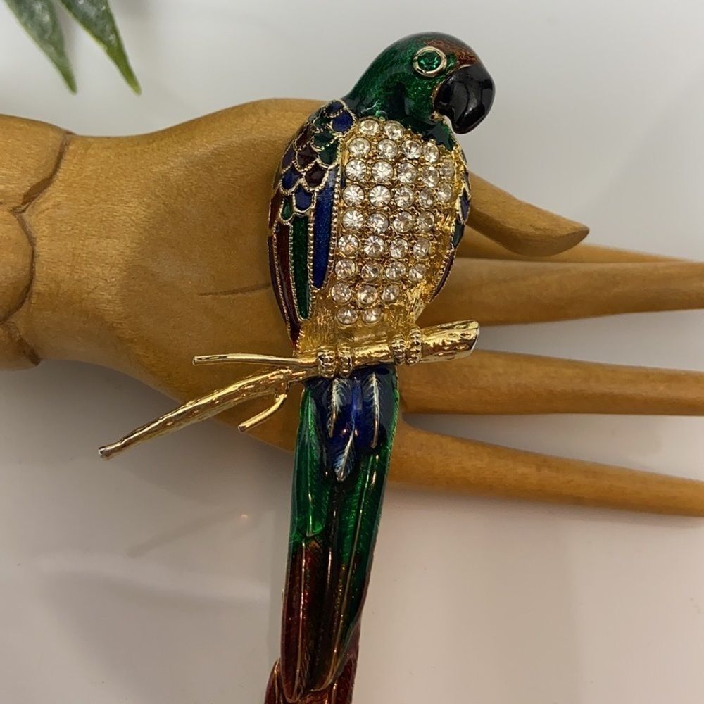 Vintage Rhinestone Enamel Bird Brooch